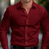 Business Men's Diagonal Striped Shirt Casual Plus Size