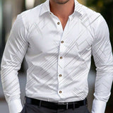 Business Men's Diagonal Striped Shirt Casual Plus Size