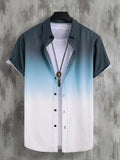 Hawaiian Men's Beach Gradient Casual Short-sleeved Shirt