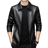 Thin Fleece-lined Soft Leather Jacket For Dad
