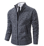 Men's Solid Color Stand Collar Cardigan Sweaters Coat