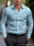 Business Men's Diagonal Striped Shirt Casual Plus Size