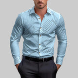 Business Men's Diagonal Striped Shirt Casual Plus Size