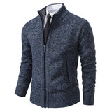 Men's Solid Color Stand Collar Cardigan Sweaters Coat