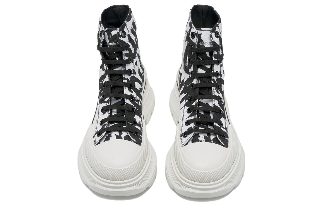 Alexander McQueen Tread Slick Graffiti Boots 'White Black Cream' 705667W4TG49356 #