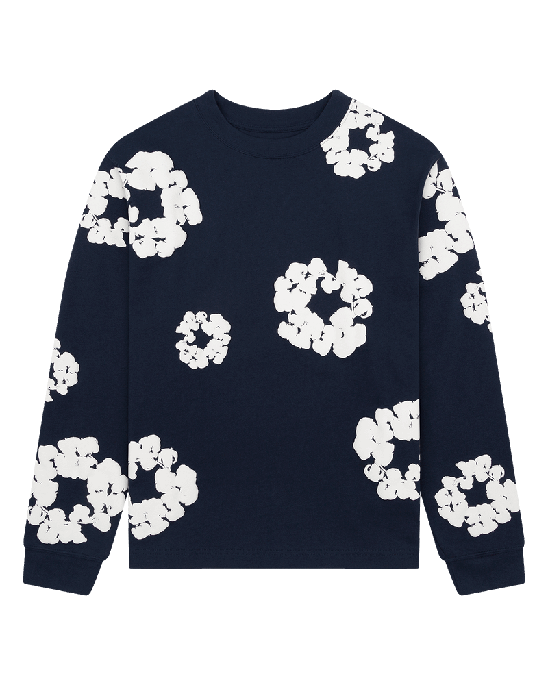 Long Sleeve Cotton Wreath Tee Black , Green, Grey , Navy , Red