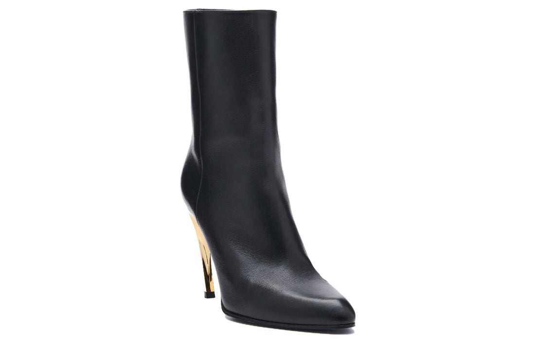(WMNS) Alexander McQueen Armadillo Leather Ankle Boots 'Black Silver' 780676WIEG21399 #