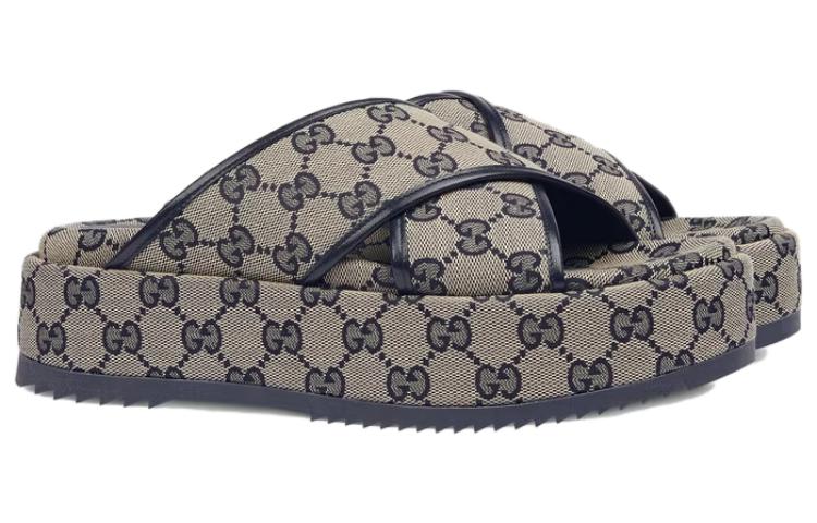 (WMNS) Gucci GG Platform Slide Sandal 'GG Motif - Beige Blue' 692842-H6320-4061 #