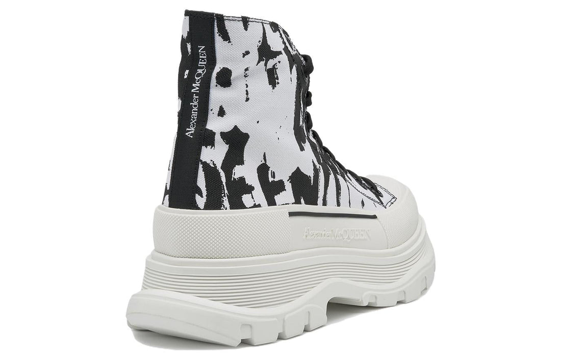 Alexander McQueen Tread Slick Graffiti Boots 'White Black Cream' 705667W4TG49356 #