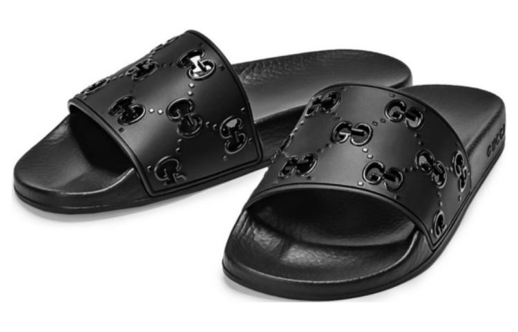 (WMNS) Gucci Rubber GG Slide 'Black' 573922-JDR00-1000 #