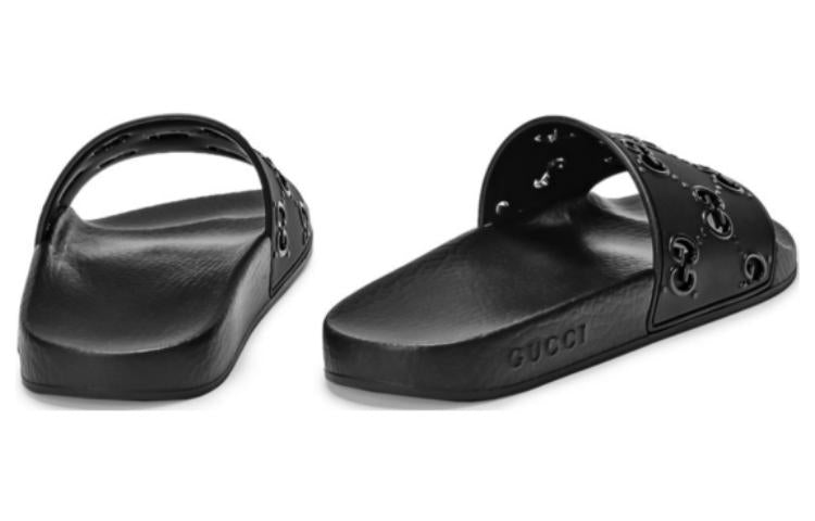 (WMNS) Gucci Rubber GG Slide 'Black' 573922-JDR00-1000 #