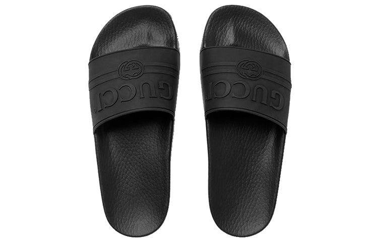 (WMNS) Gucci Logo Rubber Slide 'Black' 525140-JCZ00-1031 #