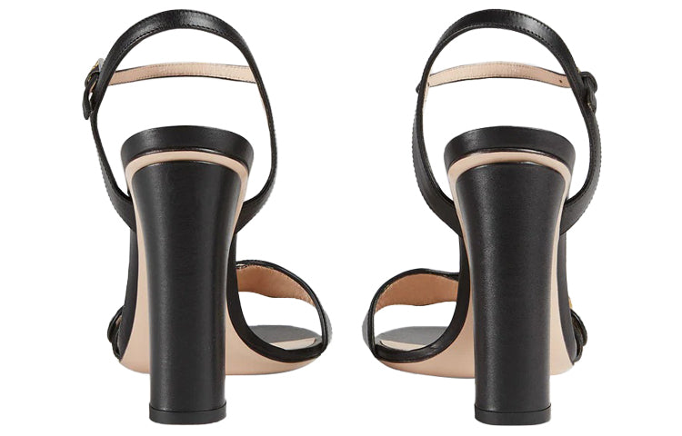 (WMNS) Gucci Sandal With Double G 'Black Leather' 453378-A3N00-1000 #