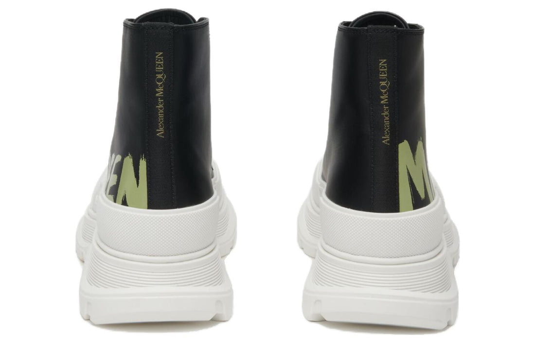 Alexander McQueen Tread Slick Lace-up High Top Shoes 'Black White' 777960WIAT61680 #