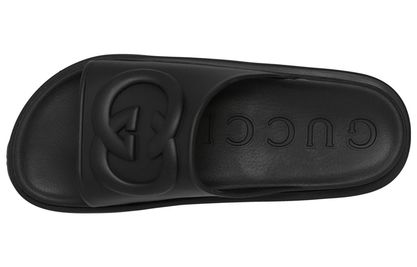 Gucci Interlocking G slide sandal 'Black Rubber' 692380-JF000-1000 #