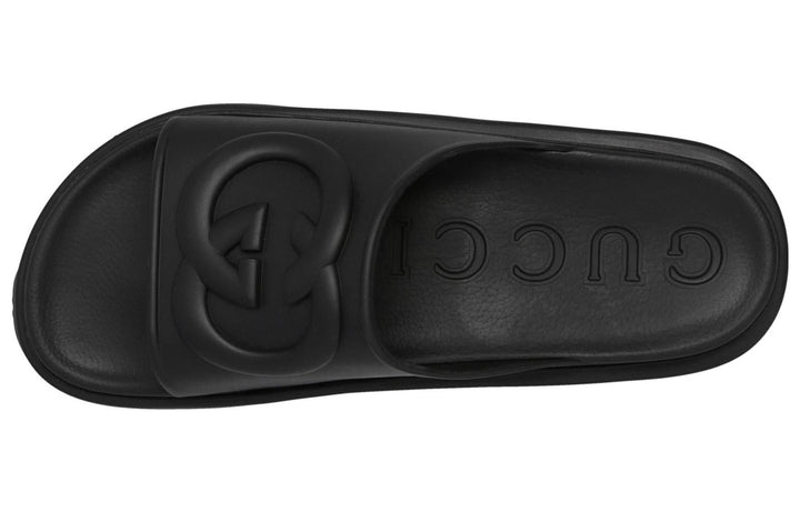 Gucci Interlocking G slide sandal 'Black Rubber' 692380-JF000-1000 #