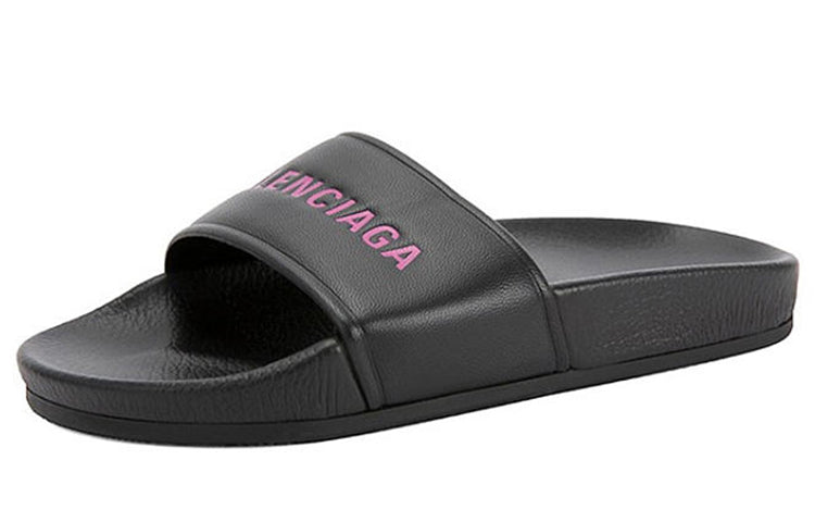 (WMNS) Balenciaga Alphabet Pattern Black Slippers 517226WAL001085 #