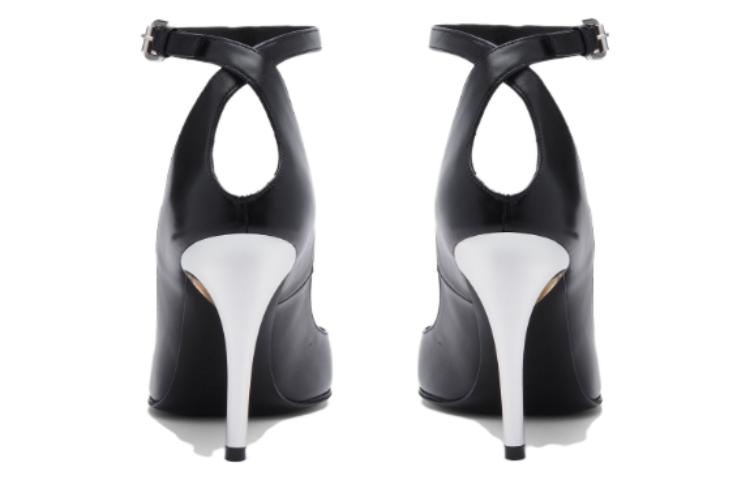 (WMNS) Alexander McQueen Armadillo 95 Leather Ankle Strap Pumps 'Black' 780679WIEX21399 #