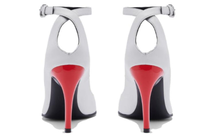 (WMNS) Alexander McQueen Armadillo Ankle Strap Heels 'Black Silver Red' 780679WIEX48740 #