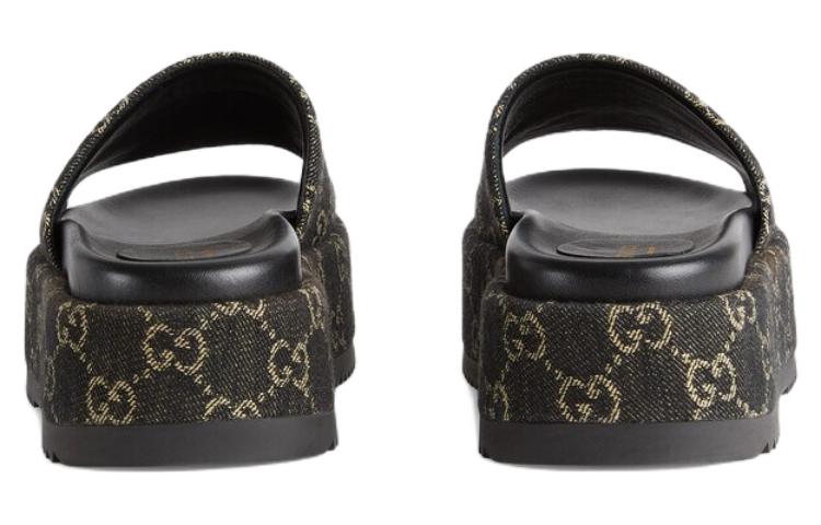(WMNS) Gucci GG Lame Platform Slide Sandal 'Black' 623212-UN300-1289 #.