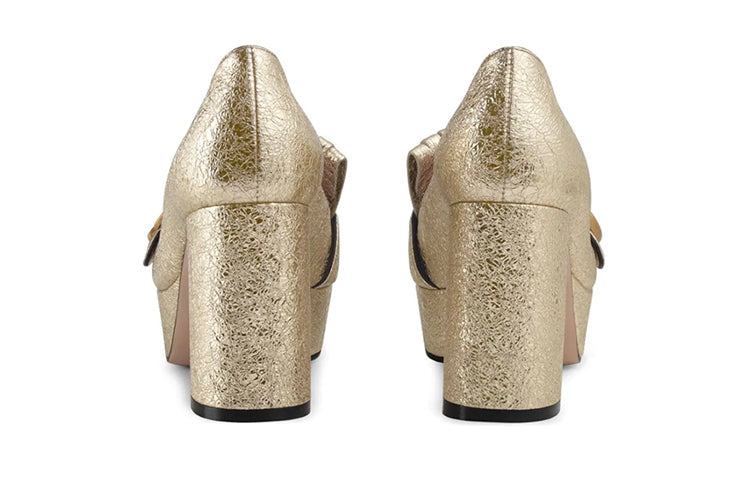 (WMNS) Gucci Marmont Platform Pump With Fringe 'Gold' 573020-DKT00-7100 #