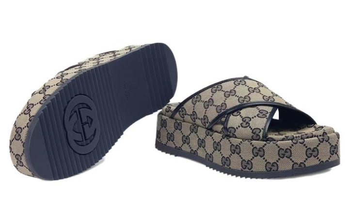 (WMNS) Gucci GG Platform Slide Sandal 'GG Motif - Beige Blue' 692842-H6320-4061 #