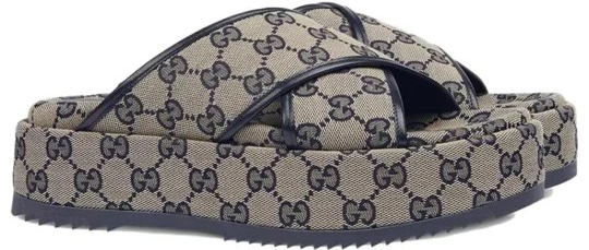 GUCCI SLIDE SANDAL " BEIGE BLUE " #.