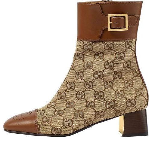 (WMNS) Gucci Ankle boots with GG monogram 'Brown Beige' 700023-21HH0-2582 #.