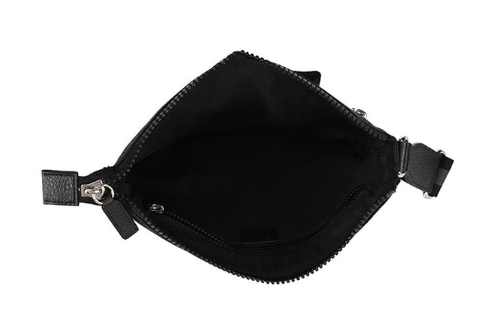 Men's Gucci Logo Leather Logo Stripe Webbing Shoulder Strap Nylon Shoulder Messenger Bag Black 449184-G1XHN-861 #.