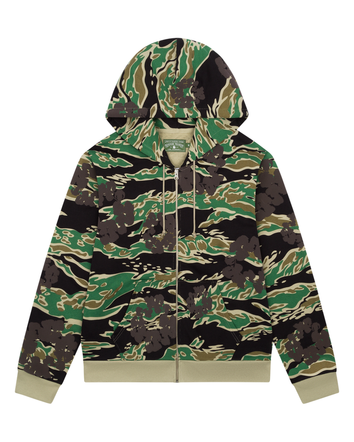 Green Camo Cotton Wreath Zip Hoodie