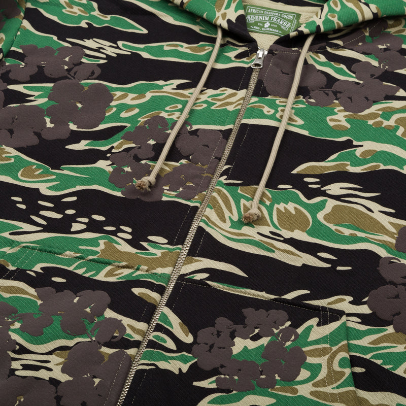 Green Camo Cotton Wreath Zip Hoodie