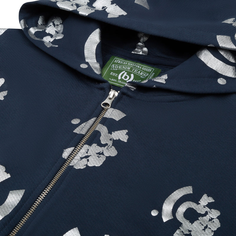 Bstroy Tears Zip Hoodie Blue