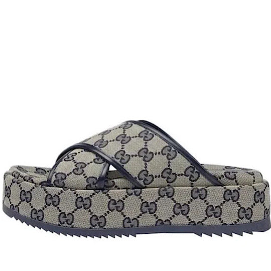 GUCCI SLIDE SANDAL " BEIGE BLUE " #.