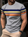Men's Casual Crew Neck T-Shirt with Unique Digital Print - Breathable Polyester,Machine Washable,Summer-Ready,Non-Transparent,Re