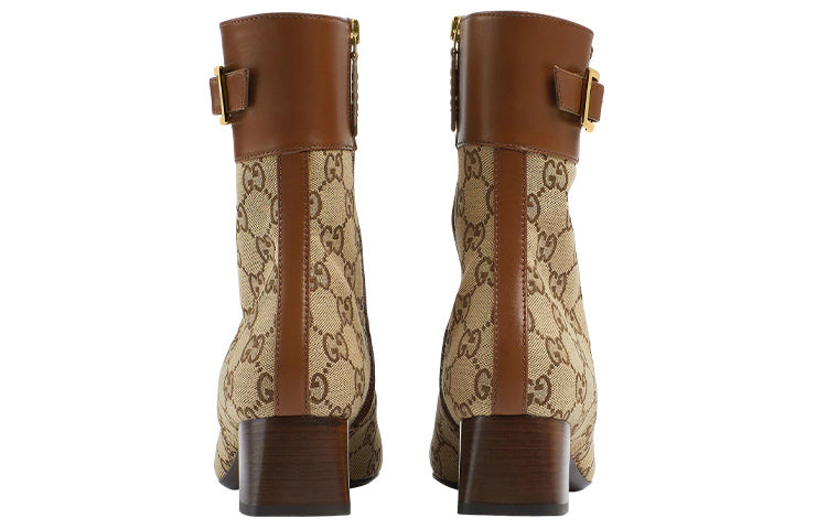 (WMNS) Gucci Ankle boots with GG monogram 'Brown Beige' 700023-21HH0-2582 #.