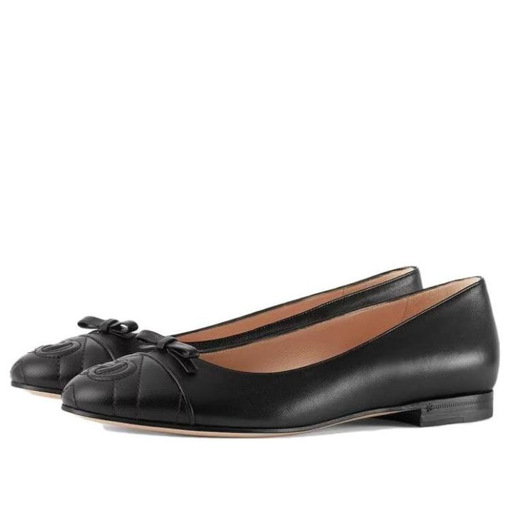 (WMNS) Gucci Ballet Flat With Double G Leather 'Black' 680878-BKO60-1000 #.