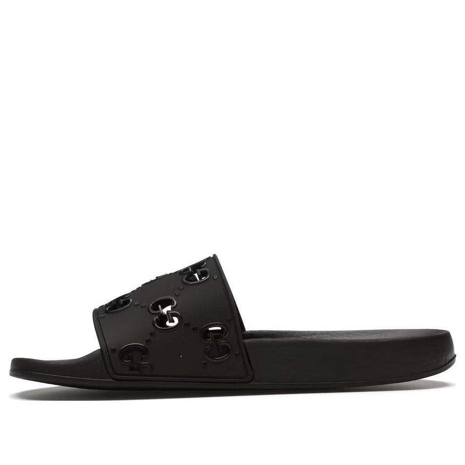 (WMNS) Gucci Rubber GG Slide 'Black' 573922-JDR00-1000 #