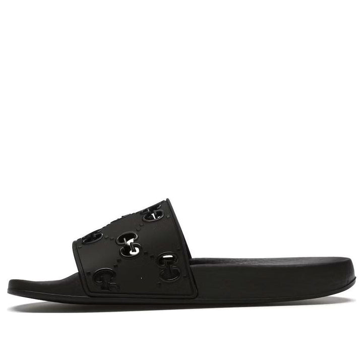 (WMNS) Gucci Rubber GG Slide 'Black' 573922-JDR00-1000 #
