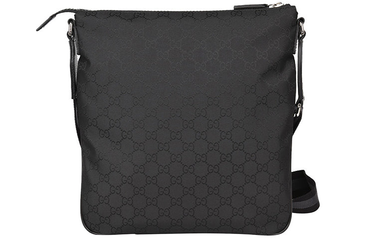 Men's Gucci Logo Leather Logo Stripe Webbing Shoulder Strap Nylon Shoulder Messenger Bag Black 449184-G1XHN-861 #.